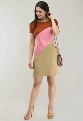 Multicolor plain crepe short-dresses 1