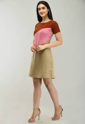 Multicolor plain crepe short-dresses 3