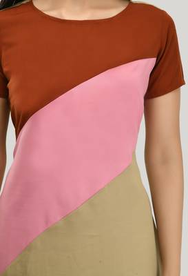 Multicolor plain crepe short-dresses 4