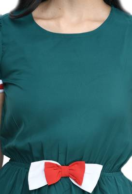 Green printed crepe short-dresses 2
