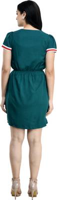 Green printed crepe short-dresses 3