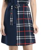 Blue printed crepe short-dresses