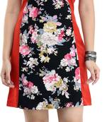 Red printed crepe short-dresses