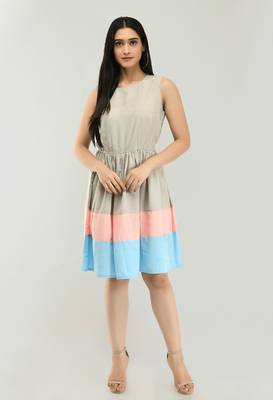 Multicolor plain crepe short-dresses 1