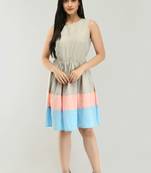 Multicolor plain crepe short-dresses