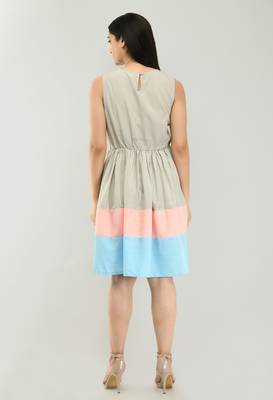 Multicolor plain crepe short-dresses 2