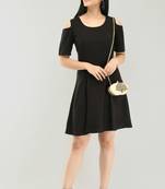 Black printed crepe short-dresses