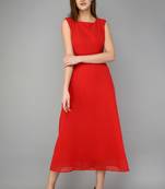 Red printed georgette short-dresses