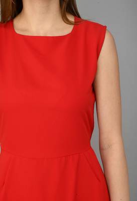Red printed georgette short-dresses 3