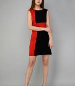 Red printed crepe short-dresses