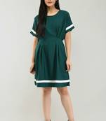 Green printed crepe short-dresses