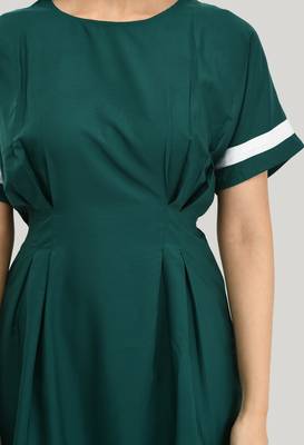 Green printed crepe short-dresses 4