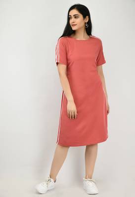 Pink printed crepe short-dresses 1