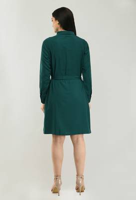 Green printed crepe short-dresses 2