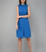 Blue printed crepe short-dresses