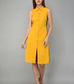 Yellow printed crepe short-dresses