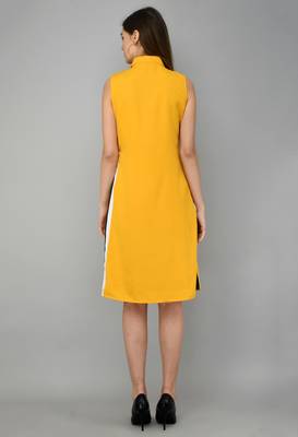 Yellow printed crepe short-dresses 2