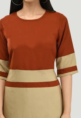Brown plain crepe short-dresses 4