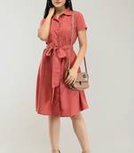 Pink printed crepe short-dresses