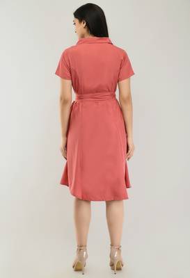 Pink printed crepe short-dresses 2