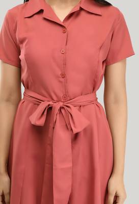 Pink printed crepe short-dresses 4