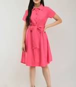 Pink printed crepe short-dresses