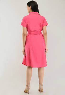 Pink printed crepe short-dresses 2