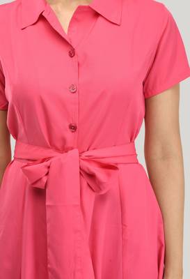 Pink printed crepe short-dresses 4