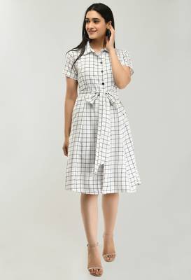 White printed crepe short-dresses 1