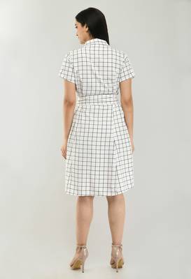 White printed crepe short-dresses 2