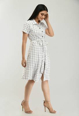 White printed crepe short-dresses 3