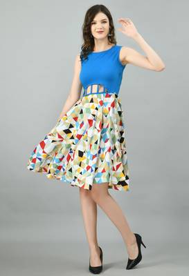 Multicolor printed crepe short-dresses 1