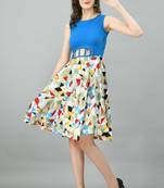Multicolor printed crepe short-dresses
