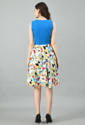 Multicolor printed crepe short-dresses 2