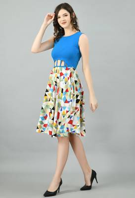 Multicolor printed crepe short-dresses 3