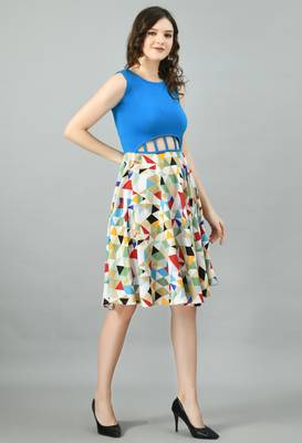 Multicolor printed crepe short-dresses 4