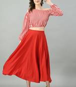 Red printed crepe short-dresses