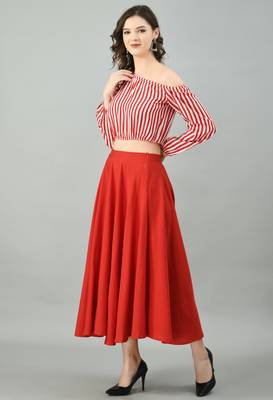Red printed crepe short-dresses 2