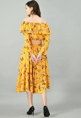 Multicolor printed crepe short-dresses 2