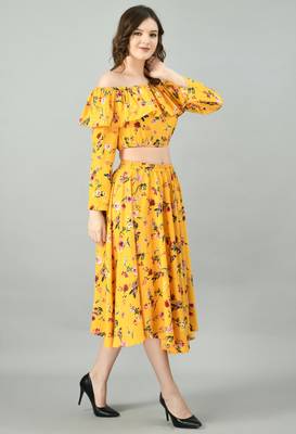 Multicolor printed crepe short-dresses 4