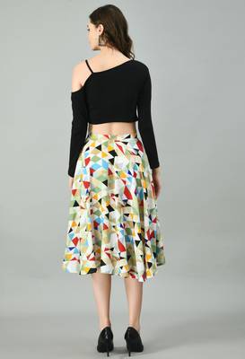 Multicolor printed crepe short-dresses 2