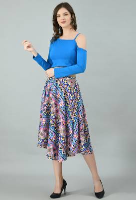 Blue printed crepe short-dresses 2
