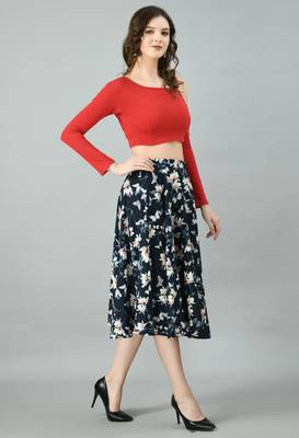 Red printed crepe short-dresses 3