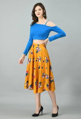 Blue printed crepe short-dresses 3