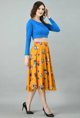 Blue printed crepe short-dresses 4