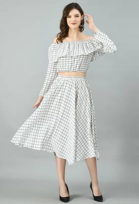 White printed crepe short-dresses 1
