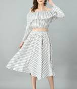 White printed crepe short-dresses