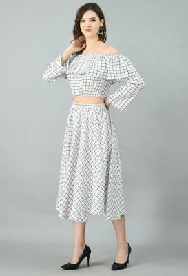 White printed crepe short-dresses 2