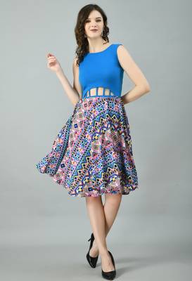 Multicolor printed crepe short-dresses 1