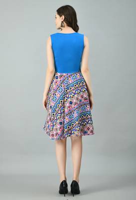 Multicolor printed crepe short-dresses 2